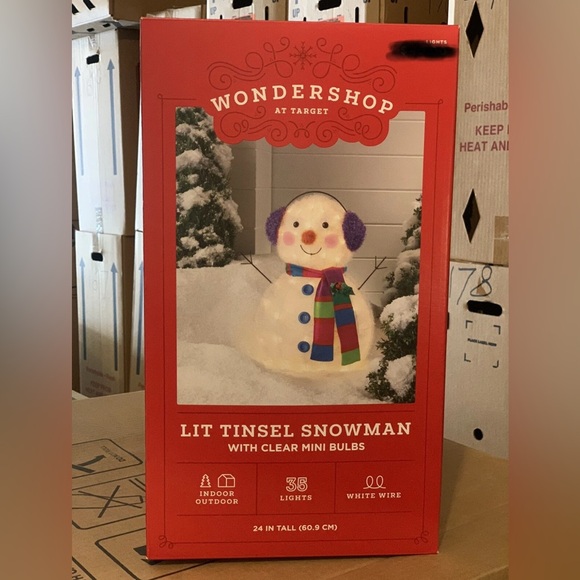 35ct Christmas Decoration Incandescent Lights Tinsel Small Snowman